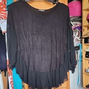 Chic Black Sheer Women's Top
